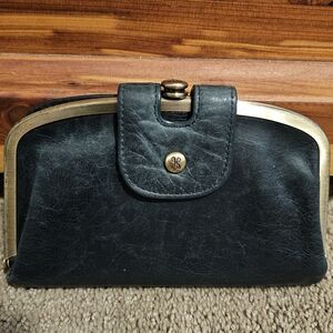 Hobo Green Leather Snap Wallet